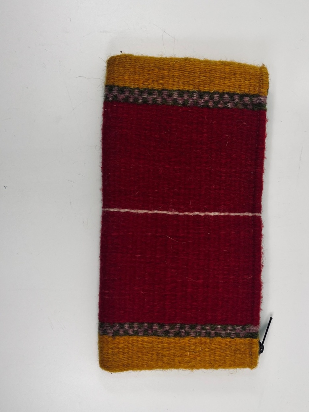 Handmade Mexican Wool Zip Pouch — Organic Wool — Artisan Woven 9" × 5"